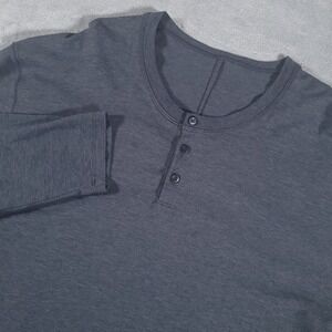 Lululemon Henley Shirt Mens 2XL Dark‎ Grey Soft Long Sleeve Gym Workout Tee